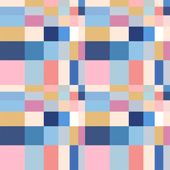 Leinwandbilder - Abstract mosaic geometric background. Vector seamless pattern with simple geometric shapes like squares in pastel colors. Retro scandinavian style.