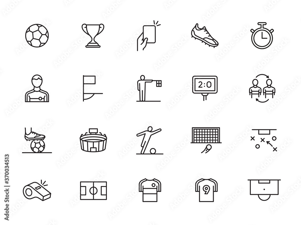 minimal soccer line icon set Stock Vector | Adobe Stock
