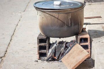 kitchen pot cooking on the street