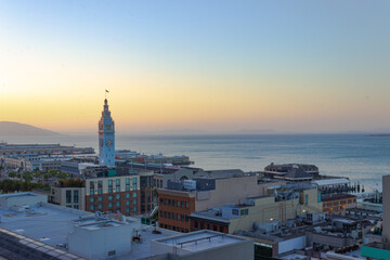 Wall Mural - San Francisco Ferry Building terminal at dusk overlooking San Francisco Bay