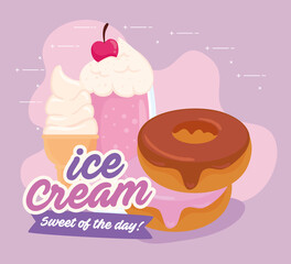 Canvas Print - poster with ice cream and delicious sweet food vector illustration design