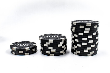 poker chips on white background