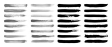 Realistic Watercolor Brushes With Black And Gray Brush Strokes Vector Set