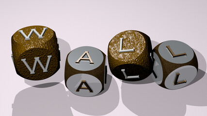 Poster - combination of wall built by cubic letters from the top perspective, excellent for the concept presentation. background and abstract