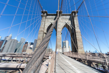 Close up of Brooklyn Bridge steel suspension cable