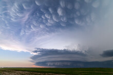 Supercell Thunderstorm With Mammatus Clouds