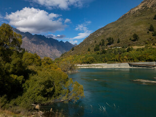 Sticker - The Kawarau River as viewed from the Twin Rivers Track, Queenstown, South Island, New Zealand