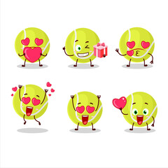 Sticker - Tennis ball cartoon character with love cute emoticon