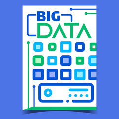 Sticker - Big Data Center Server Advertising Banner Vector. Big Data Computer Internet Network Electronic Technology Promo Poster. Digital Database Concept Template Stylish Colorful Illustration