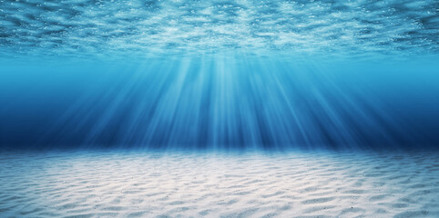 Wall Mural - abstract image of tropical sand beach on the bottom of underwater blue deep ocean wide nature backgr