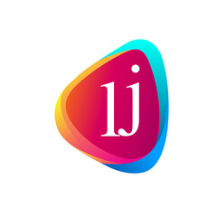 Letter LJ logo in triangle shape and colorful background, letter combination logo design for company identity.