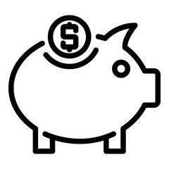 Pig dollar icon. Outline pig dollar vector icon for web design isolated on white background