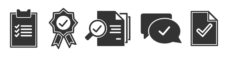 Fototapete - Set of approve simple icons in black