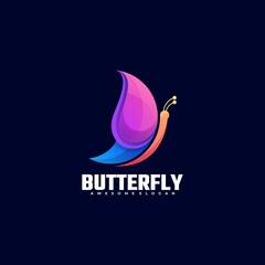 Wall Mural - Vector Logo Illustration Butterfly Gradient Colorful Style.