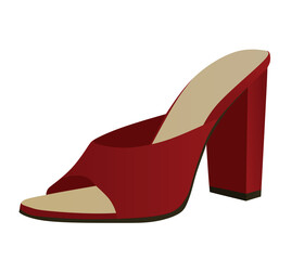 Red woman sandal. vector illustration