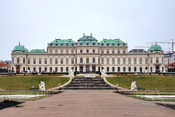 Wall Mural - Beautiful view of famous Belvedere Palace summer residence for Prince Eugene of Savoy, in Vienna capital of Habsburg Empire.