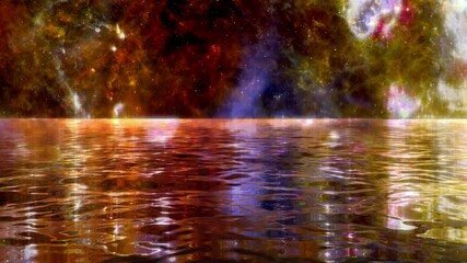 Wall Mural - space landscapes in water reflection. loop live wallpaper