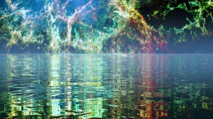 Wall Mural - space landscapes in water reflection. loop live wallpaper