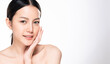 © kitthanes  - Beautiful Young asian Woman with Clean Fresh Skin, on white background, Face care, Facial treatment, Cosmetology, beauty and spa, Asian women portrait