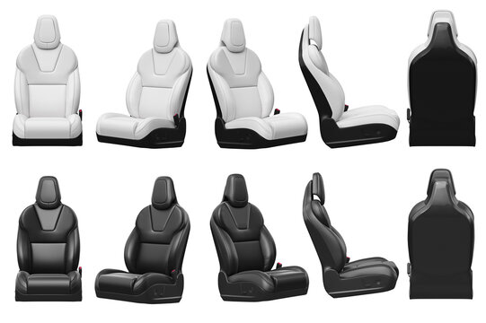 Seat car chair set leather automobile. 3D rendering