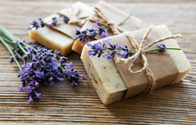 Bars Of Handmade Soap With Lavender