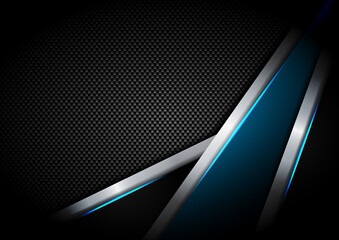 Abstract template light blue geometric shine and layer on kevlar background with light blue effect. Technology style.