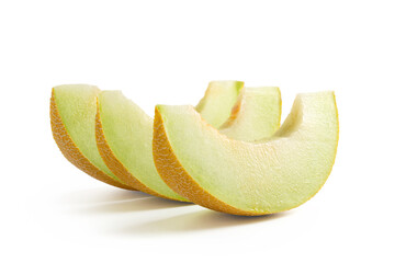 Wall Mural - slices of fresh melon, insulated from the white background, fresh summer concept