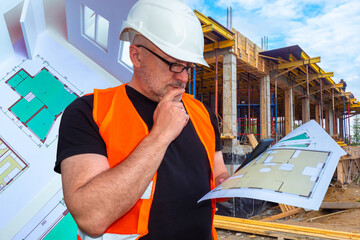 Poster - concept of suburban construction. architectural and construction company. development and implementa