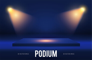 Wall Mural - podium. scene, pedestal and 3d platform with spotlights. advertising, award and win design. show and
