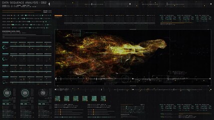 Aufkleber - Futuristic holographic data sequence simulation of artificial neural networks intelligence analysis head up display background