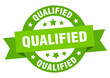 qualified round ribbon isolated label. qualified sign