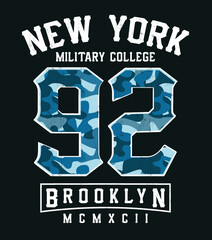 Wall Mural - College New York, Brooklyn typography, t-shirt graphics.