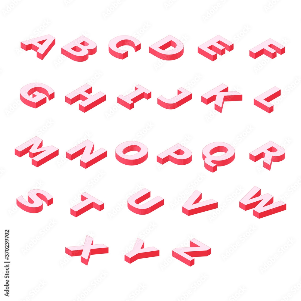 Isometric alphabet font. 3d effect letters, numbers and symbols. Stock ...