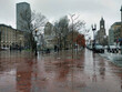 Rainy day in city of boston massachusetts