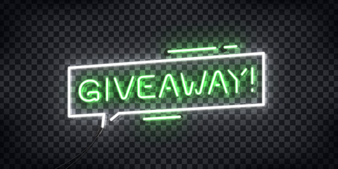 Wall Mural - Vector realistic isolated neon sign of Giveaway logo for template decoration and covering on the transparent background.

