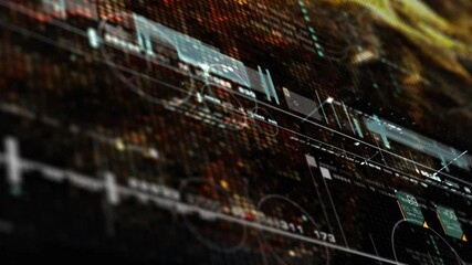 Aufkleber - Futuristic holographic data sequence simulation of artificial neural networks intelligence analysis head up display background