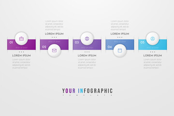 Poster - Infographic concept design with 5 options, steps or processes. Can be used for workflow layout, annual report, flow charts, diagram, presentations, web sites, banners, printed materials.