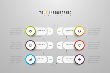Poster - Infographics design vector and marketing icons can be used for workflow layout, diagram, annual report, web design. Business concept with 6 options, steps or processes.