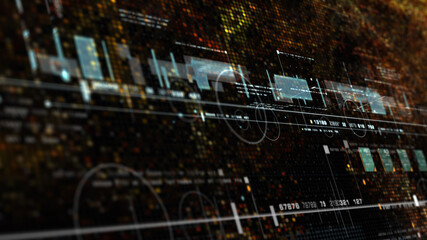 Aufkleber - Futuristic holographic data sequence simulation of artificial neural networks intelligence analysis head up display background
