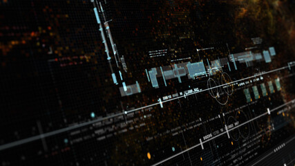 Aufkleber - Futuristic holographic data sequence simulation of artificial neural networks intelligence analysis head up display background