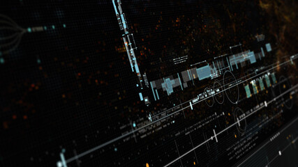 Aufkleber - Futuristic holographic data sequence simulation of artificial neural networks intelligence analysis head up display background