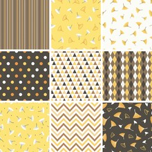 Nine Seamless Patterns Autumn Feeling, Modern Trendy Yellow Brown Colors Pattern