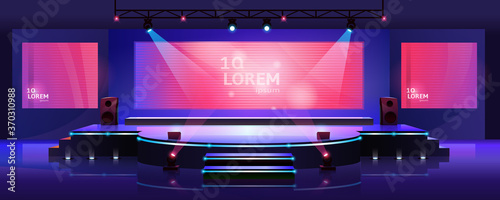 Fotografía Stage of conference hall, presentation and concert scene, vector empty background template