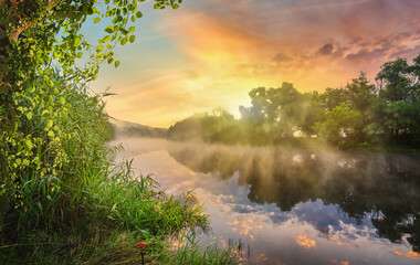 Wall Mural - evening on the river