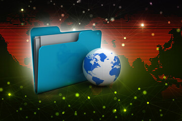 Poster - 3d rendering folder with documents