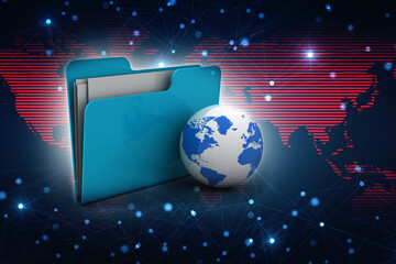 Poster - 3d rendering folder with documents