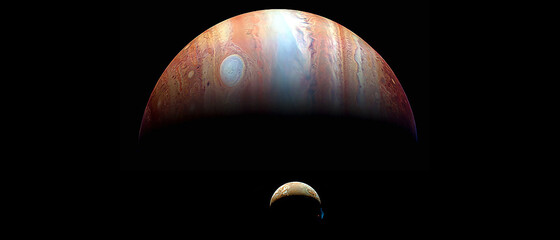 Wall Mural - planet jupiter and his satellite in outer space. 3d rendering