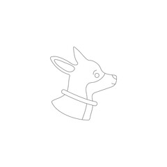  Funny line style icon of russian toy terrier for different design. Cute family dog for coloring book.