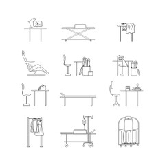 Fototapete - Doctor workplace flat color vector object set