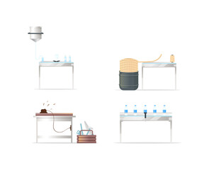Fototapete - Manufacturing supplies flat color vector objects set